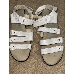 Propet White Leather Sandals Hook Loop Size 11 WSX003L